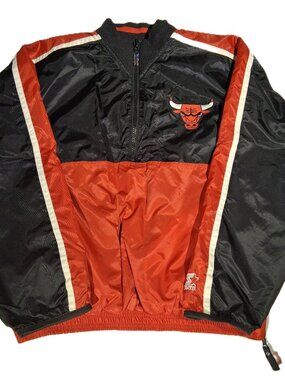 CHICAGO BULLS  1/2 Zip Reversible Jacket  sz L  NBA  Starter  Vintage  Nylon VGC